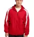 Sport Tek Fleece Lined Colorblock Jacket JST81 True Red/Wht front view