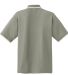 Port Authority Silk Touch153 Polo with Stripe Trim in Lt moss/wr wht back view