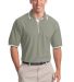 Port Authority Silk Touch153 Polo with Stripe Trim in Lt moss/wr wht front view