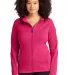 Sport Tek Ladies Tech Fleece Full Zip Hooded Jacke in Pink raspberry front view