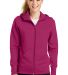 Sport Tek Ladies Full Zip Hooded Fleece Jacket L26 in Pink rush front view