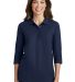 Port Authority Ladies Silk Touch153 34 Sleeve Polo in Navy front view