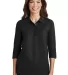 Port Authority Ladies Silk Touch153 34 Sleeve Polo Black front view