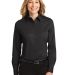 Port Authority Ladies Long Sleeve Easy Care Shirt  in Black/lt stone front view