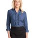 Port Authority Ladies Crosshatch Ruffle Easy Care  in Deep blue front view