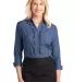 Port Authority Ladies Crosshatch Ruffle Easy Care  Deep Blue front view