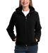 Port Authority Ladies Textured Hooded Soft Shell J Black front view