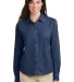 Port  Company Ladies Long Sleeve Value Denim Shirt Ink front view