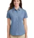 Port  Company Ladies Short Sleeve Value Denim Shir Faded Blue front view