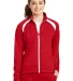 Sport Tek Ladies Tricot Track Jacket LST90 in True red/white front view