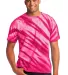 Port  Company Essential Tiger Stripe Tie Dye Tee P Pink front view