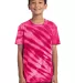 Port & Company Youth Essential Tiger Stripe Tie Dy Pink front view