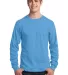 Port  Company Long Sleeve 54 oz 100 Cotton T Shirt Aquatic Blue front view