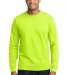 Port  Company Long Sleeve 5050 CottonPoly T Shirt  Safety Green front view
