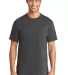 Port  Company 5050 CottonPoly T Shirt with Pocket  Charcoal front view