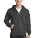Port  Company Classic Full Zip Hooded Sweatshirt P Dk Hthr Grey front view
