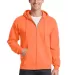 Port  Company Classic Full Zip Hooded Sweatshirt P Neon Orange front view