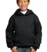 Port  Company Youth Pullover Hooded Sweatshirt PC9 Jet Black front view