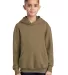 Port  Company Youth Pullover Hooded Sweatshirt PC9 Coyote Brown front view