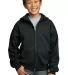 Port & Company Youth Full Zip Hooded Sweatshirt PC in Jet black front view