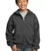 Port & Company Youth Full Zip Hooded Sweatshirt PC in Dark hthr grey front view