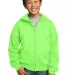 Port & Company Youth Full Zip Hooded Sweatshirt PC in Neon green front view