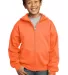 Port & Company Youth Full Zip Hooded Sweatshirt PC in Neon orange front view