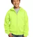 Port & Company Youth Full Zip Hooded Sweatshirt PC in Neon yellow front view