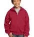 Port & Company Youth Full Zip Hooded Sweatshirt PC in Red front view