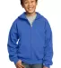 Port & Company Youth Full Zip Hooded Sweatshirt PC in Royal front view