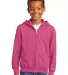 Port & Company Youth Full Zip Hooded Sweatshirt PC in Sangria front view