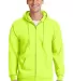 Port  Company Ultimate Full Zip Hooded Sweatshirt  Safety Green front view