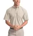 Port Authority Short Sleeve Easy Care  Soil Resist Light Stone front view