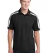 NEW Sport Tek Tricolor Shoulder Micropique Sport W in Blk/irongry/wh front view