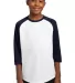 Sport Tek Youth PosiCharge153 Baseball Jersey YST2 in White/tr navy front view