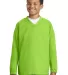 Sport Tek Youth V Neck Raglan Wind Shirt YST72 in Lime shock front view