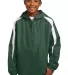 Sport Tek Youth Fleece Lined Colorblock Jacket YST Forest Grn/Wht front view