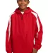Sport Tek Youth Fleece Lined Colorblock Jacket YST True Red/White front view