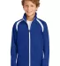 Sport Tek Youth Tricot Track Jacket YST90 True Royal/Wht front view