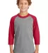 Sport Tek Youth Colorblock Raglan Jersey YT200 in Heathr/gry/red front view
