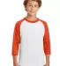 Sport Tek Youth Colorblock Raglan Jersey YT200 in White/deep org front view