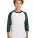Sport Tek Youth Colorblock Raglan Jersey YT200 in White/forest front view
