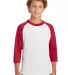 Sport Tek Youth Colorblock Raglan Jersey YT200 in White/red front view