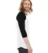 BB453 American Apparel Unisex Poly Cotton 3/4 Slee White/ Black side view