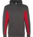 1465 Badger Drive Poly Performance Fleece Hood Graphite/ Red front view