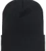 1501 Yupoong Heavyweight Cuffed Knit Cap in Black front view