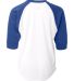 2133 Badger Youth Performance 3/4 Raglan-Sleeve Ba in White/ royal back view