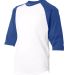 2133 Badger Youth Performance 3/4 Raglan-Sleeve Ba in White/ royal side view