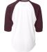 2133 Badger Youth Performance 3/4 Raglan-Sleeve Ba in White/ maroon back view