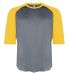 2133 Badger Youth Performance 3/4 Raglan-Sleeve Ba in Graphite/ gold front view